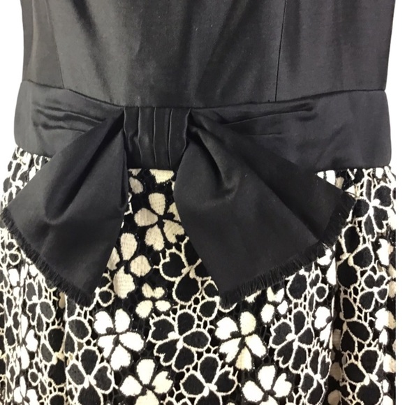 Milly New York Women’s Size 12 Fit & Flare Dress Black & White Cut Out Floral - Picture 7 of 12